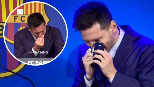 Messi no pudo contenerse y lloró durante la rueda de prensa de su despedida.
