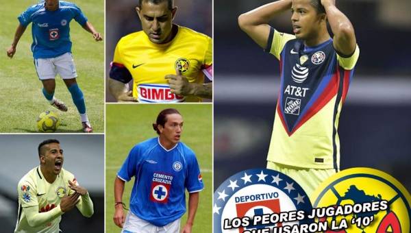 Este domingo se juega el 'Clásico Joven' entre Cruz y América en el Estadio Azteca y el portal mexicano Mediotiempo publicó una lista de los peores jugadores que usaron la camiseta número 10 de estos dos equipos.