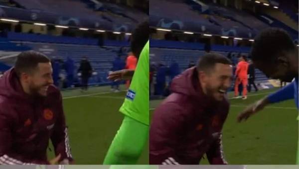 La imagen de Hazard que indigna al madridismo bromeando con sus excompañeros tras eliminación a manos del Chelsea.