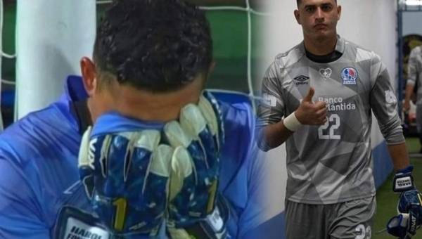 Las lágrimas del portero del Olimpia, Harold Fonseca, cuando quedaron eliminados de la final de la Liga Concacaf donde falló en el lanzamiento penal ante Alajuela.
