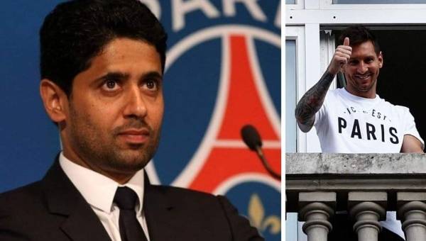 Al-Khelaïfi estuvo en la firma del nuevo contrato profesional de Lionel Messi con el PSG.