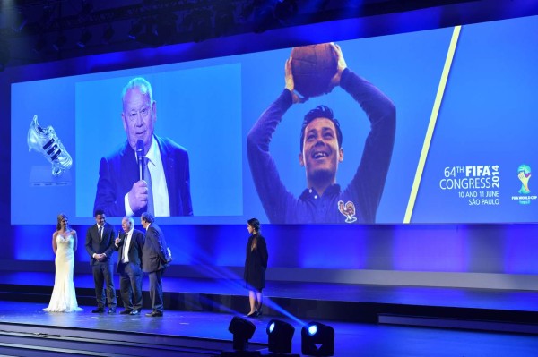 Fernanda Lima durante el Congreso de la FIFA de 2014 en Río de Janeiro