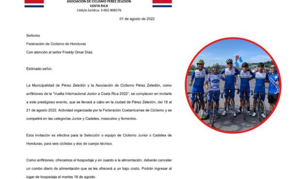 Carta de invitación de la Federación Nacional de Atletismo de Costa Rica.