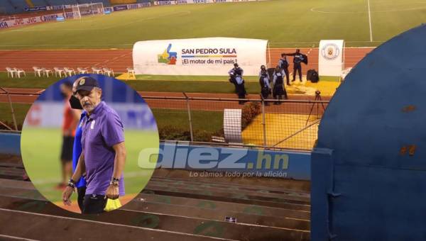 El ‘Potro’ Gutiérrez se quedó en el banco hasta que todos se fueron del estadio, tras la derrota ante Marathón.