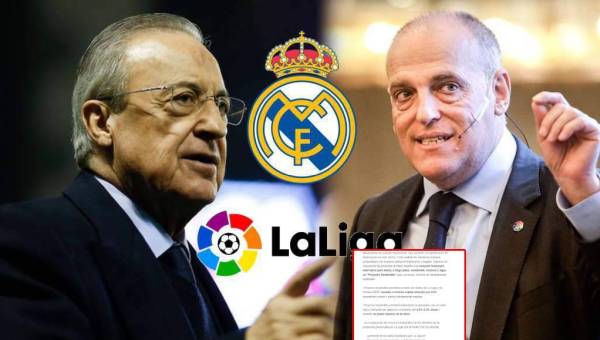 El presidente de La Liga, Javier Tebas, emite comunicado sobre la propuestas de los fondos CVC y se enseñan con Florentino Pérez del Real Madrid.