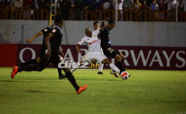 Bryan Moya no pudo conseguir su gol ante el Diriangén, que hizo un partido aceptable en el Morazán. Foto: Yoseph Amaya