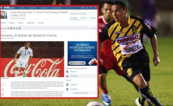 FIFA catalogó a Romero como el Roberto Carlos de Honduras en un reportaje en 2013.