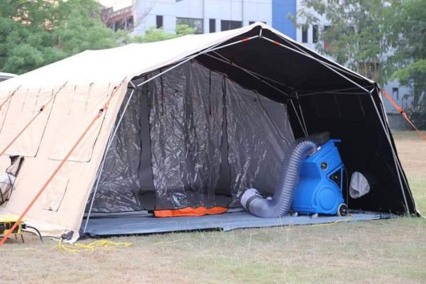 Así es el hospital móvil que instalaron en Villanueva, Cortés para pacientes con coronavirus