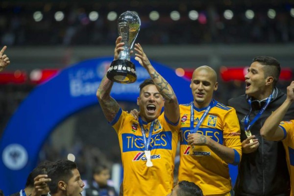 Celebración de Tigres tras ser campeón de la Liga Mx