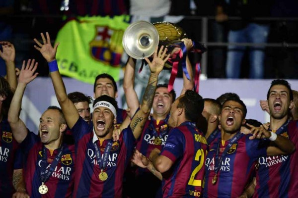 La celebración del Barcelona campeón de la Champions League