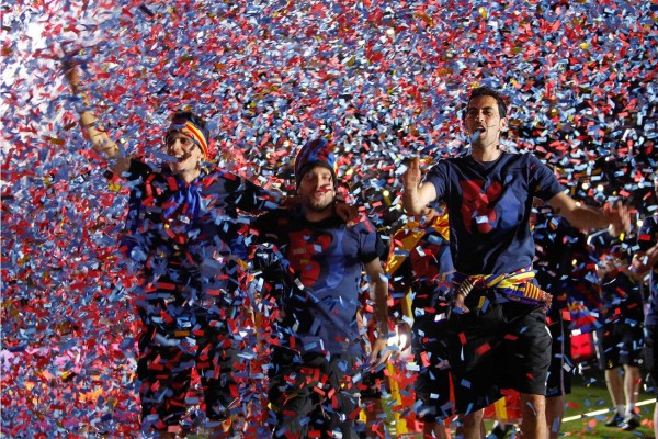 Barcelona celebra en su ciudad el título de Champions