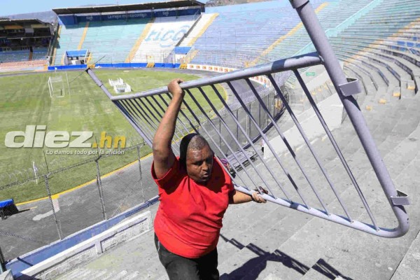 Instalan vallas de seguridad en el estadio Nacional para juego de Motagua ante Honduras Progreso
