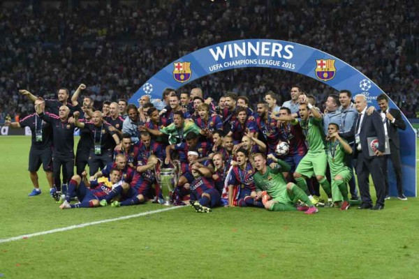 La celebración del Barcelona campeón de la Champions League