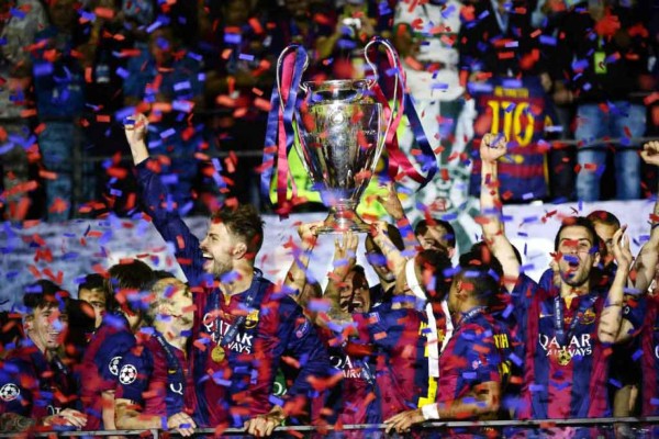 La celebración del Barcelona campeón de la Champions League