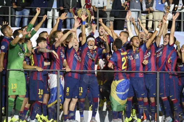 La celebración del Barcelona campeón de la Champions League