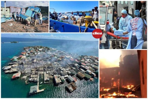 Nuevas fotos tras devastador incendio: Más de 90 familias afectadas y media isla de Guanaja quemada