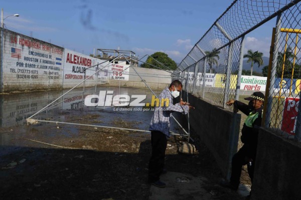 Las imágenes del estadio Humberto Micheletti de El Progreso tras el devastador paso de Eta