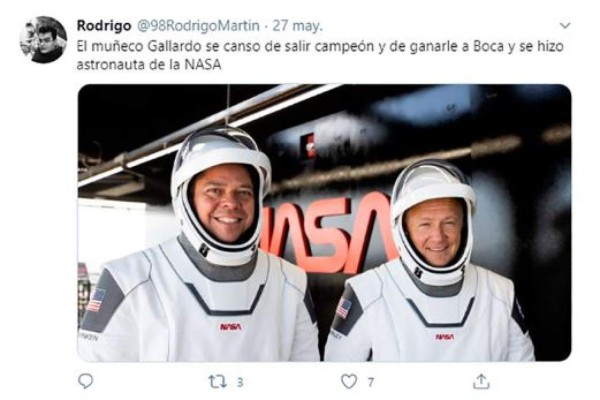 Memes del parecido de Gallardo, DT de River Plate, con un astronauta de la misión de la NASA