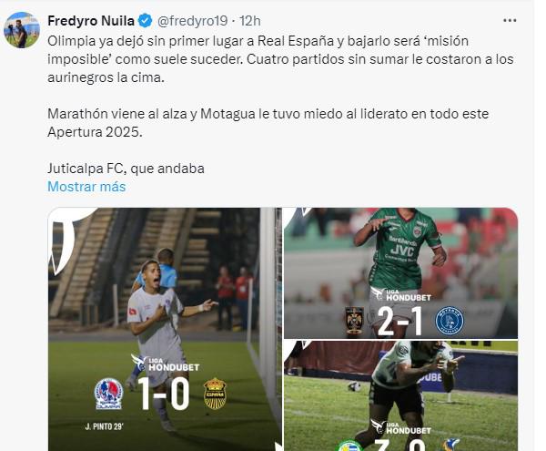 Así reaccionó la prensa hondureña al liderato de Olimpia y caída de Real España: el posteo de ESPN y del propio club albo