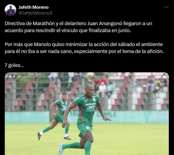 Prensa deportiva se pronuncia tras la salida de Anangonó del Marathón: una determinación muy acertada