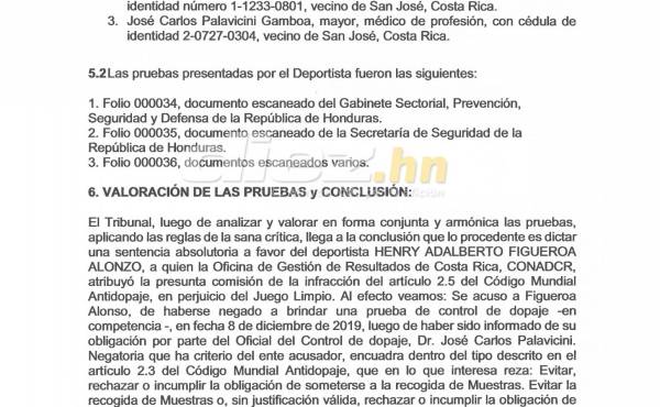 Tribunal Antidopaje de Costa Rica envía documento a Fenafuth donde exonera a Henry Figueroa y ya puede ser fichado por el Vida