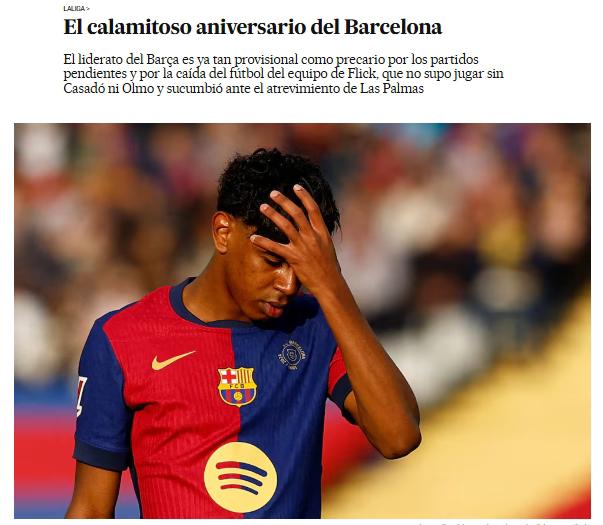 Barcelona perdió en casa ante Las Palmas y así reacciona la prensa: “Que cierren el VAR y pongan una ruleta; vergüenza”