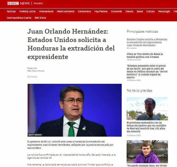 Así lo cuenta el mundo: Medios internacionales informaron la solicitud de extradición de Juan Orlando Hernández