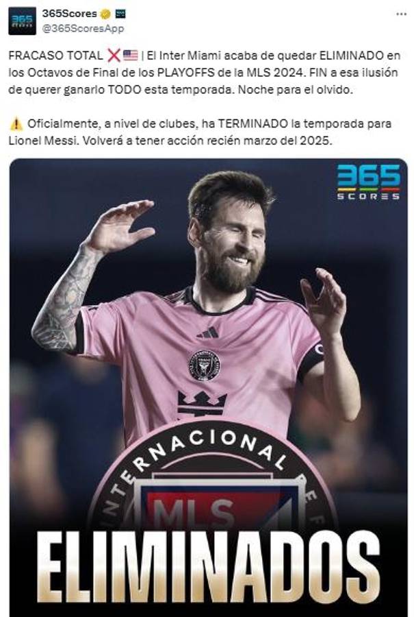 Prensa reacciona por el fracaso del Inter Miami y atacan a Messi: “Las piernas siempre le tiemblan ante la adversidad”