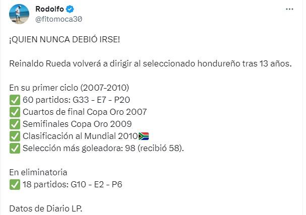 Lo que dice la prensa hondureña sobre la llegada de Reinaldo Rueda a la Selección Nacional: “Ojalá pueda unir al país”