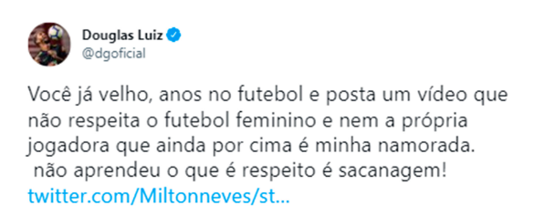 ¡Salió a la carga! Douglas Luiz le responde a periodista que habló de su novia, Alisha Lehmann: ‘‘No tienes respeto’’
