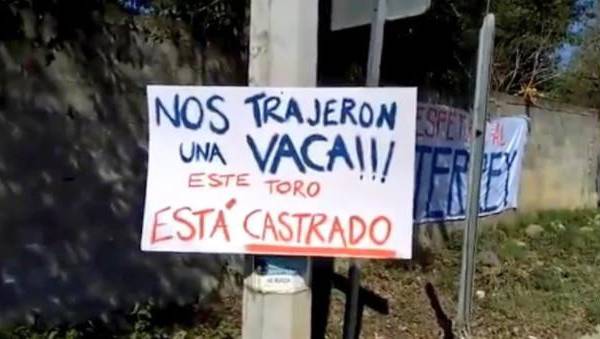 Estas son algunas pancartas que aparecen afuera de la sede del Monterrey y van dirigidas a Rodolfo Pizarro.