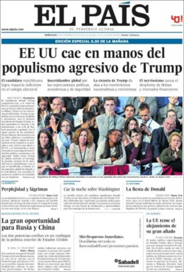PORTADAS: La agresiva reacción de la prensa internacional tras gane de Donald Trump