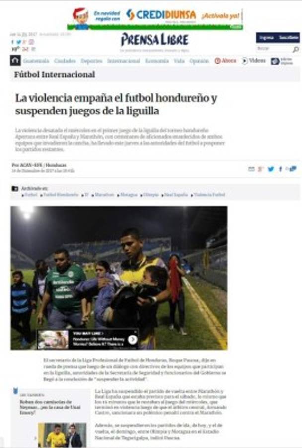 Así reaccionan los medios internacionales por desorden en el Morazán