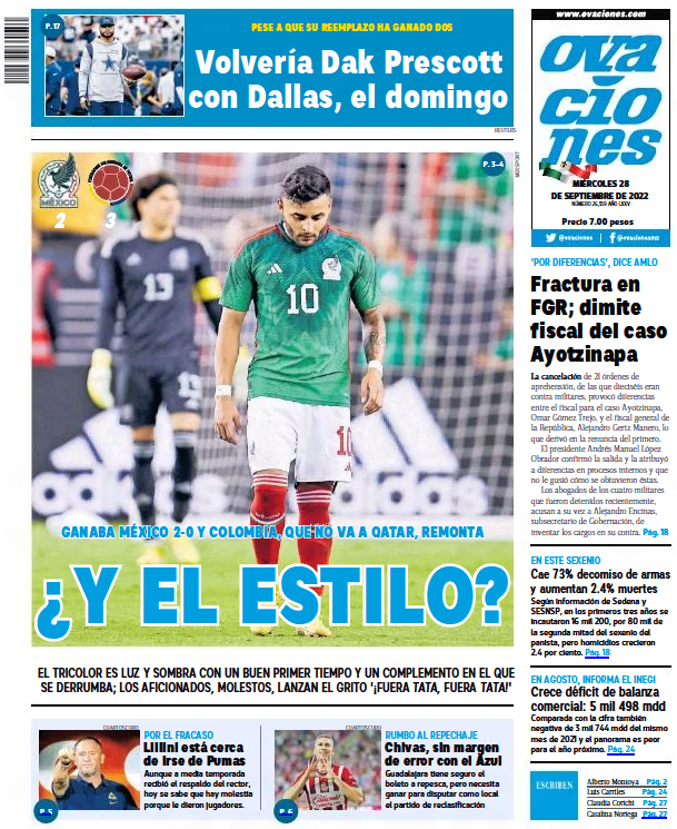 Las duras portadas que le dedicaron a México luego de su papelón contra Colombia y lo que dijo David Faitelson