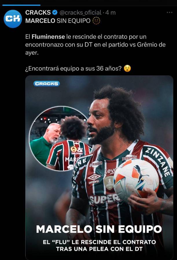 “Demasiada leyenda para un club tan chico” y “falta de respeto”: critican a Fluminense por echar a Marcelo