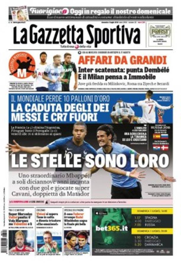 Las portadas de los diarios del mundo tras la eliminación de Messi y Cristiano de Rusia