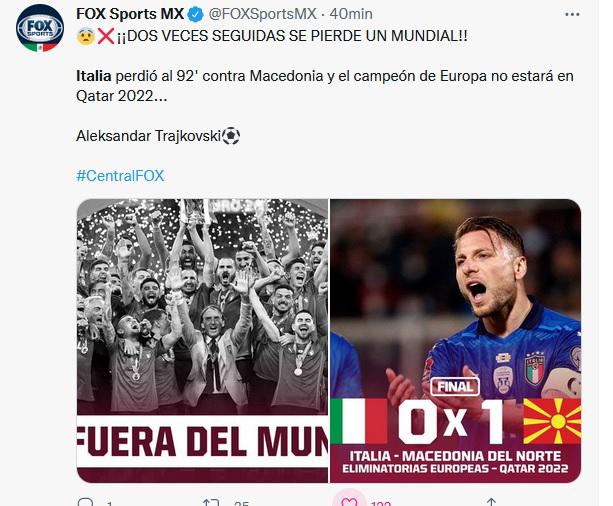 “Otro desastre” y “tragedia”: Lo que dice la prensa mundial tras el nuevo fracaso de Italia, afuera de Qatar 2022