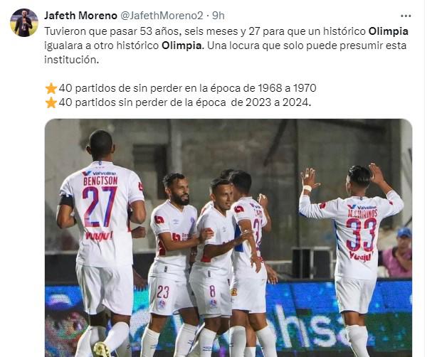 Lo que dice la prensa de Honduras del Olimpia y el impresionante récord que igualó: “De época e incomparable”