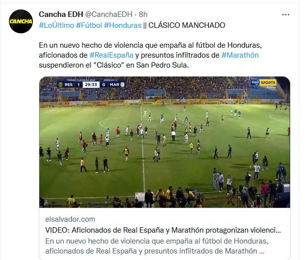 “Terrible” y “clásico manchado”: La prensa internacional y periodistas sobre los incidentes en el Real España-Marathón