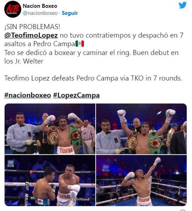 “Ha vuelto y demasiado castigo”: Así reaccionó la prensa luego de la contundente victoria de Teófimo López sobre Pedro Campa