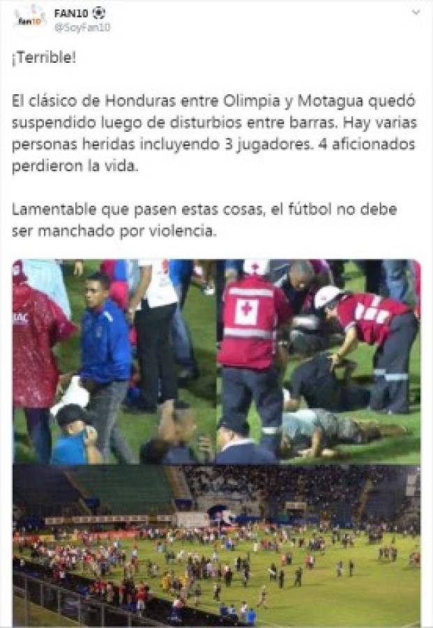 Lo que dice la prensa internacional sobre enfrentamientos entre barras del Olimpia y Motagua