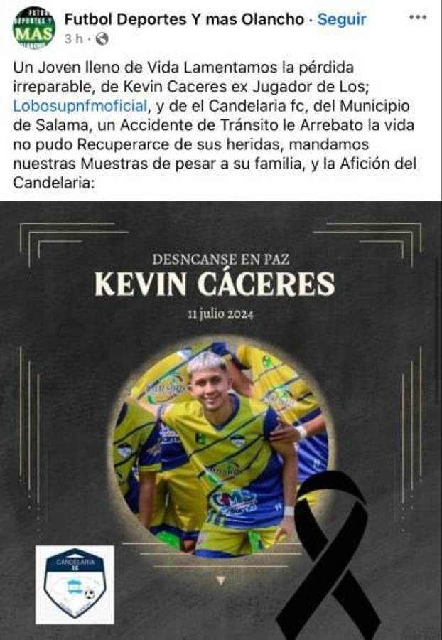 ¿Quién era Kevin Cáceres? Luto y consternación tras muerte del futbolista hondureño sufrió aparatoso accidente
