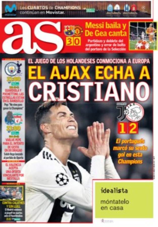 Las portadas del mundo que alaban a Messi y destrozan a Cristiano tras el fracaso en Champions