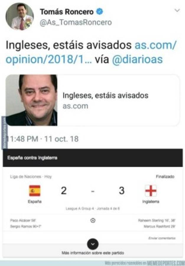 Memes: ¡Destrozan a España tras caer contra Inglaterra en la Liga de Naciones!