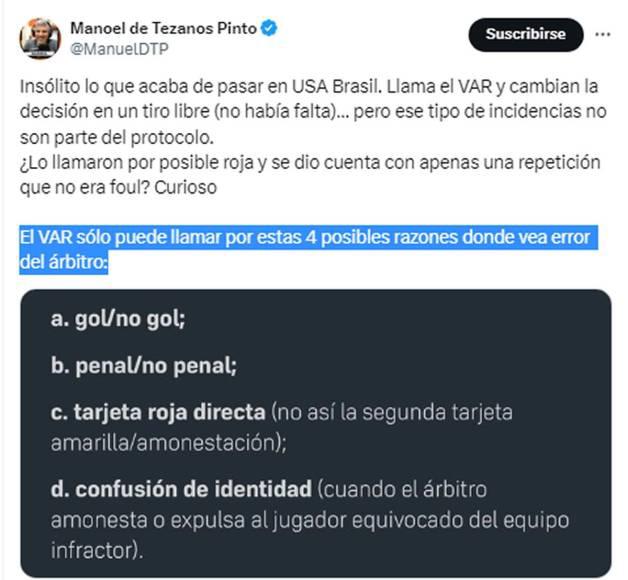 “Insólito uso del VAR y tenía que ser de Concacaf”: la dura reacción contra Said Martínez  por su error en el EEUU - Brasil