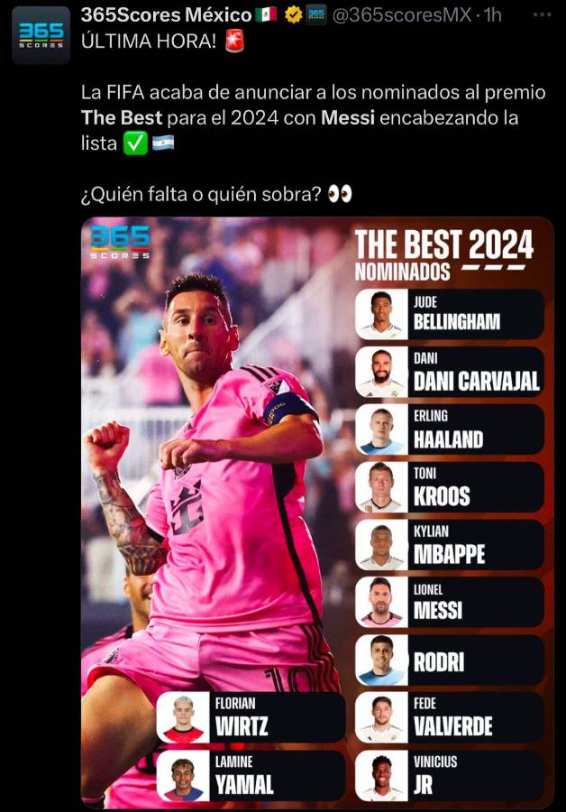 “Es una vergüenza futbolística”: la prensa estalla tras la nominación de Messi a los Premios The Best 2024