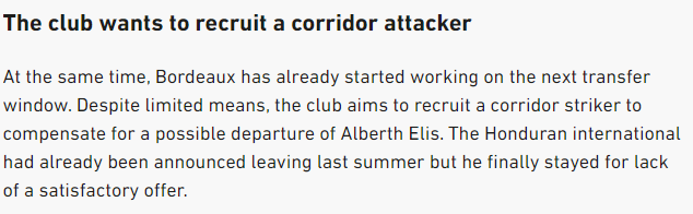 El informe del medio L’Équipe sobre la situación de Alberth Elis en Burdeos.