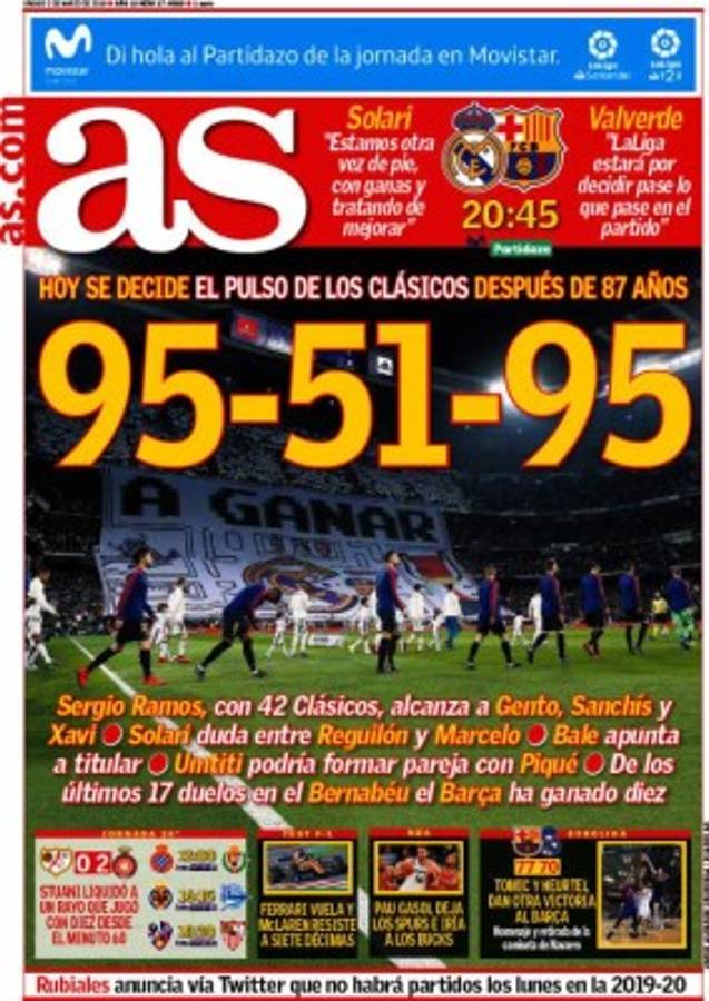 Las portadas por el mundo: Barcelona buscará 'rematar' al Real Madrid en el clásico