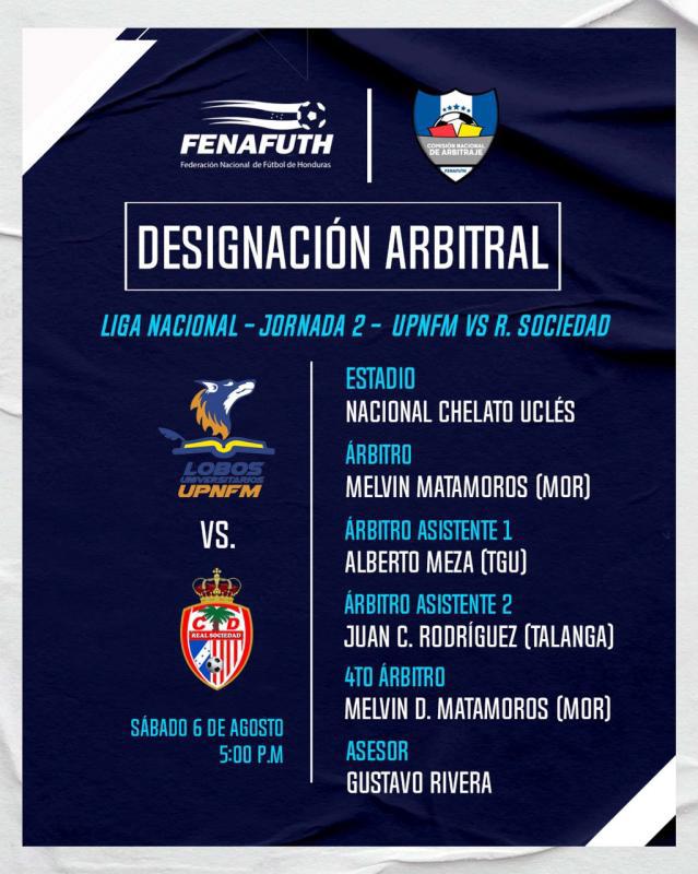 Melvin Matamoros, Alberto Meza, Juan Rodríguez y Melvin Matamoros Jr, conforman la cuarteta arbitral del sábado entre la UPN y la Real Sociedad.