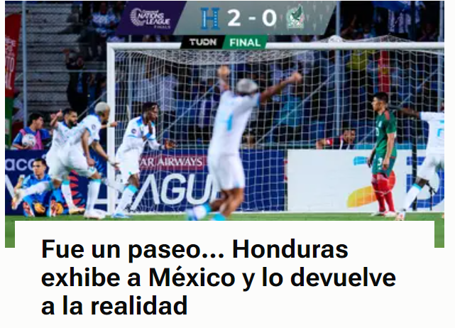 “México es exhibido”, “Papelón” y “Fue un paseo”: prensa azteca amanece frustrada por el gran triunfo de Honduras